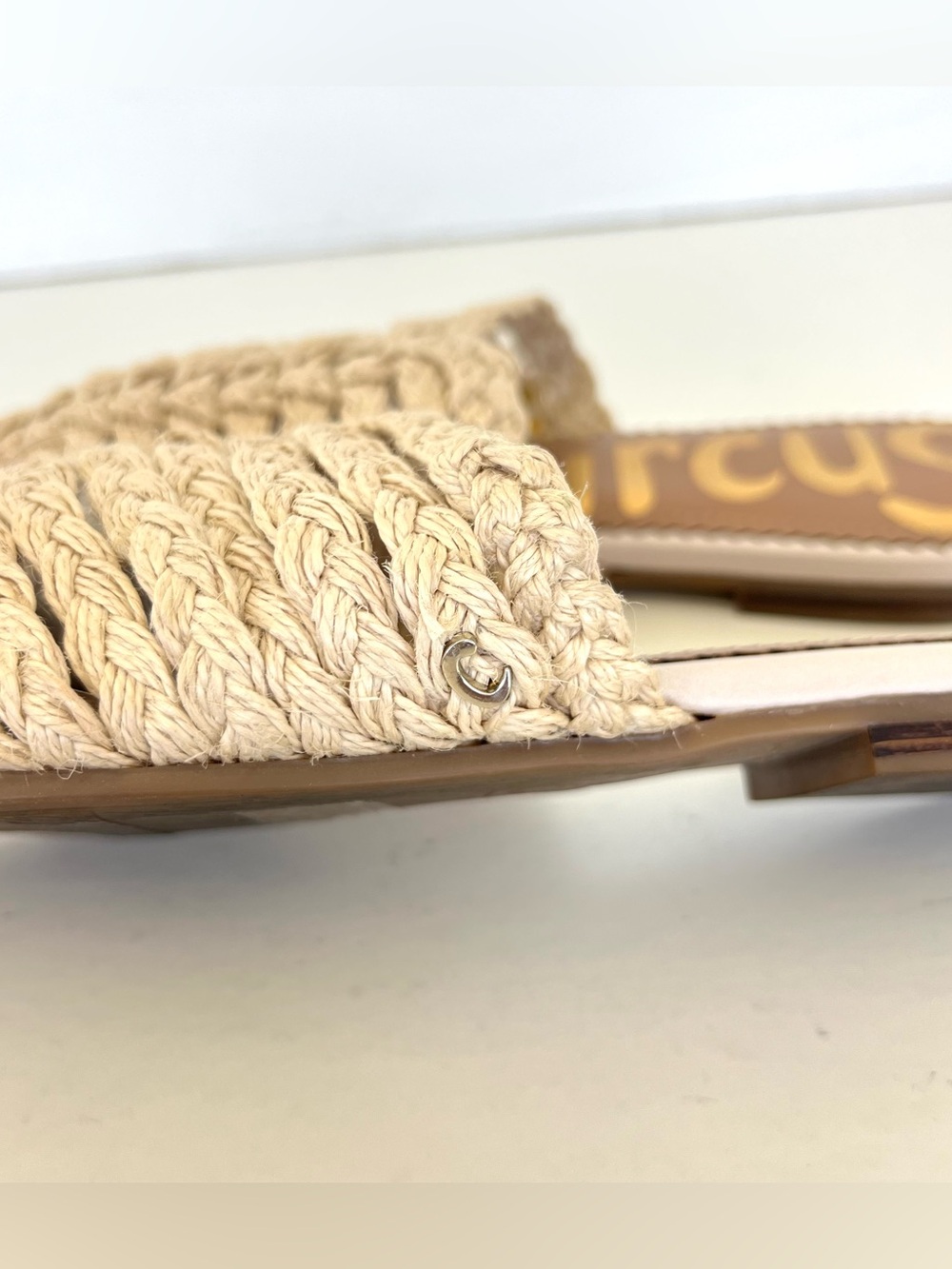 SAM EDELMAN Circus Cream Braided Pointy Closed Toe Summer Boho Ballet Flats Sz 8 - Picture 6 of 12